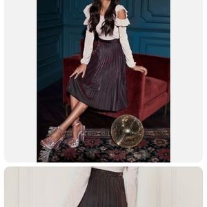 Lauren Conrad Metallic Pleated Midi Skirt